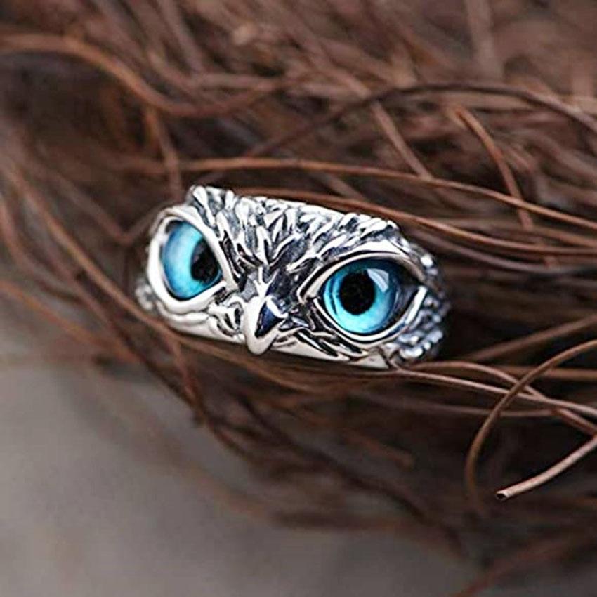 BAGUE CHOUETTE PORTE-BONHEUR EN ARGENT AVEC OPAL