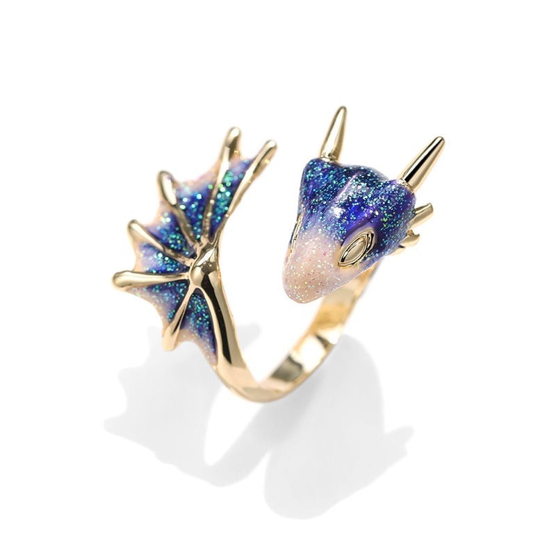 BAGUE EN ÉMAIL PEINTE À LA MAIN MURMURE DU DRAGON