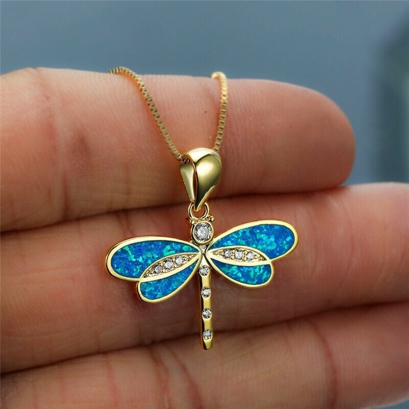 COLLIER LIBELLULE EN OPAL DU CRÉPUSCULE