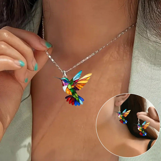 MAGNIFIQUE COLLIER COLIBRI AVEC BOUCLES D’OREILLES EN CADEAU – OFFRE LIMITÉE