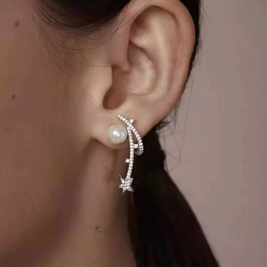 BOUCLES D’OREILLES EN ARGENT STERLING AVEC PERLES MÉTÉORE